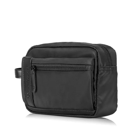 OCHNIK Man’s Zip Toiletry Bag, Genuine Leather + Nylon, Black, NWT - Picture 2 of 12